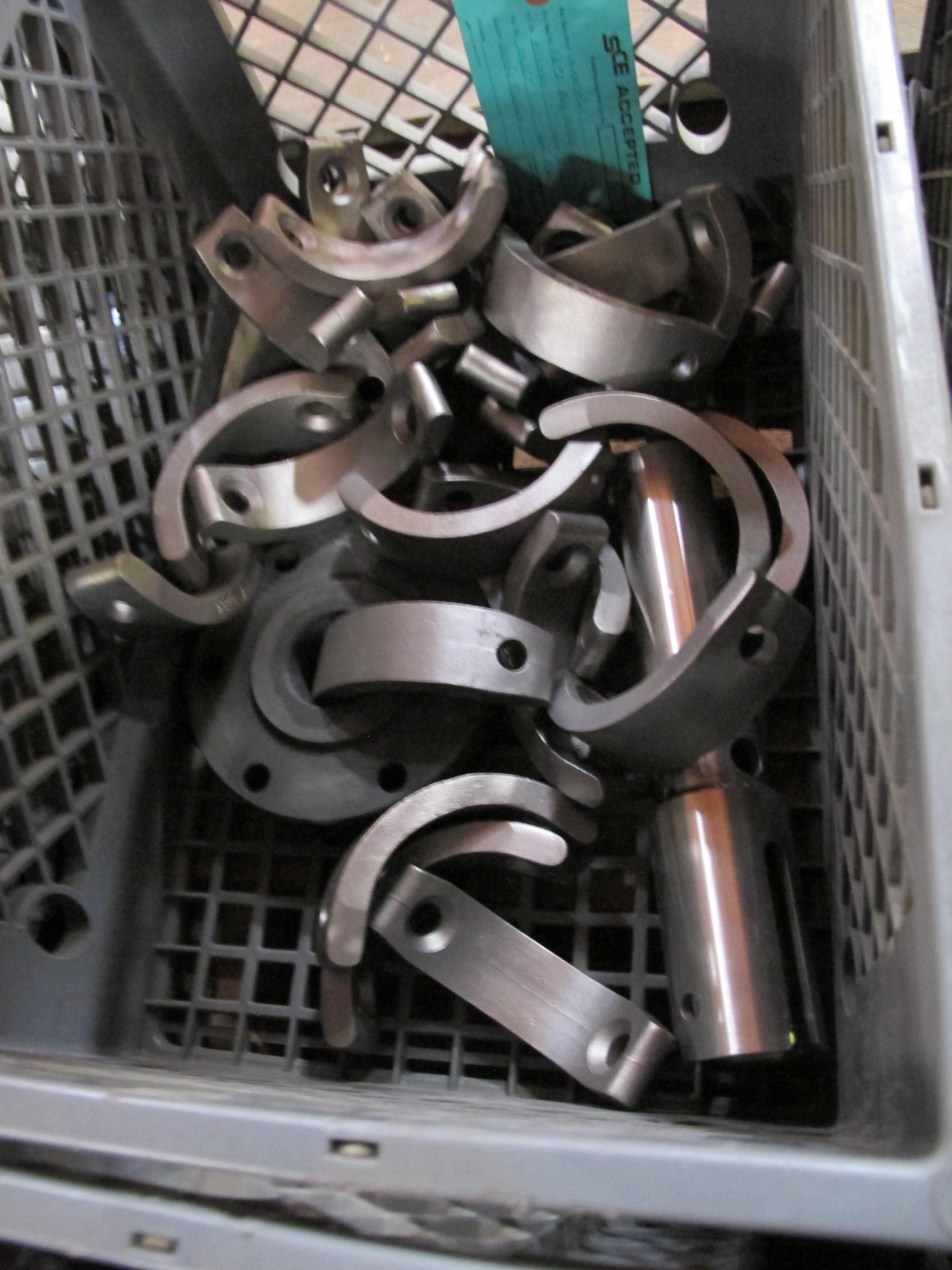 LOT TO INCLUDE: (11 MILK CRATES) MISC. CAP PIPES, FITTINGS, T-PIPES, SS RINGS, STL PARTS, ETC. LOADING & HANDLING FEE $15-4613